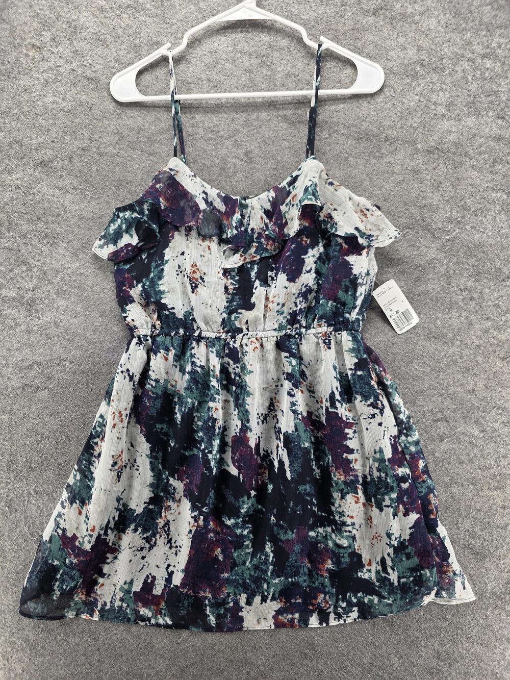 Forever 21 Dress Womens M Multicolor Sundress Short Ruffle Off Shoulder Tie Dye